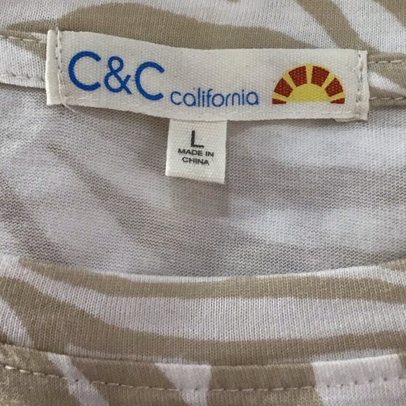 C&C California Barbara Dolman Sleeve Pocket Jersey Dress In Sand Zebra - Picture 8 of 9